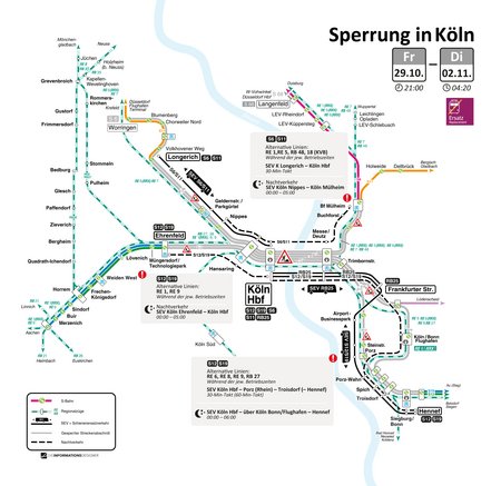 Bauarbeiten Elektronisches Stellwerk Köln Hbf (S-Bahn) - Sperrungen im Zeitraum 29.10. bis 02.11.2021