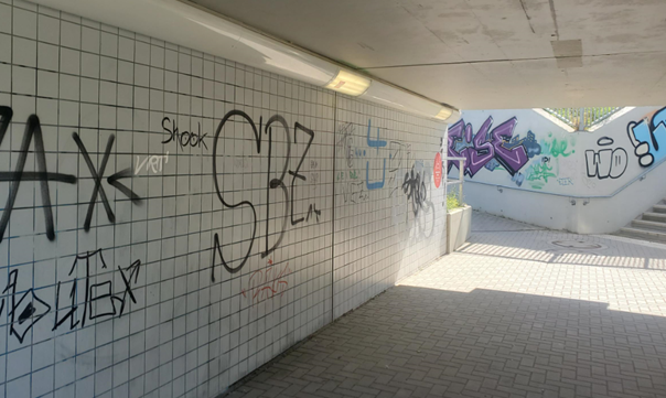 Graffiti an der Station Rheinbach Römerkanal